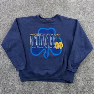 Vintage Notre Dame Fighting Irish Sweatshirt Mens Large Blue Crewneck Starter